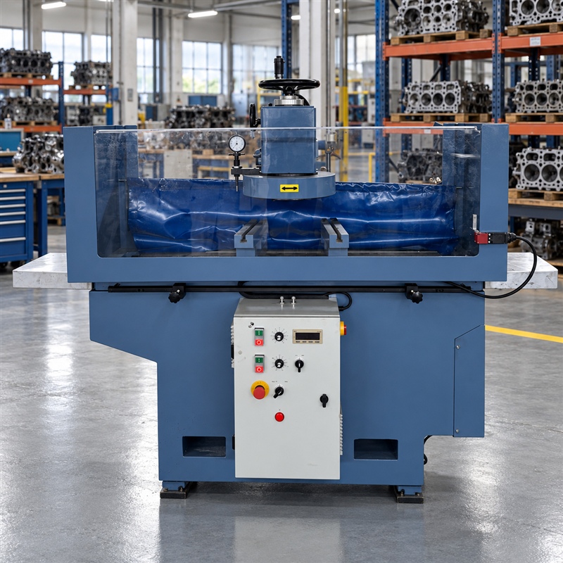 Cylinder head resurfacing machine in the workshop